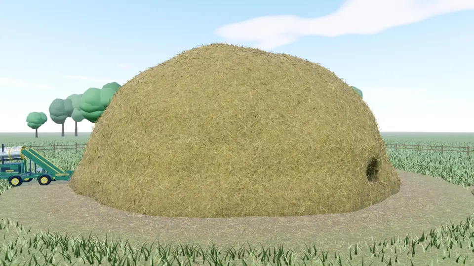 The haystack and surrounding yard in Finding Needle in the Stack